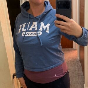 Hawaii crop top hooded tshirt “Maui” screen print Large